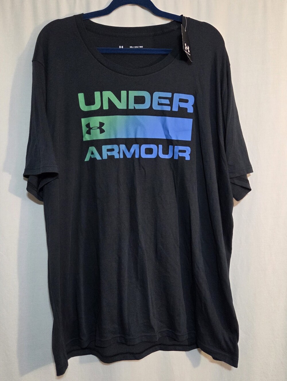 Under Armour Black Short Sleeve Tee with Green-Blue Ombre Logo